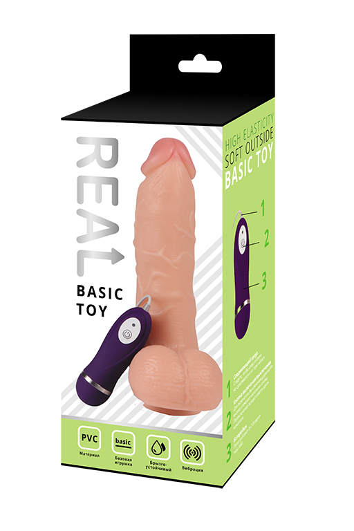 Реалистичный фаллоимитатор REAL с вибрацией и пультом управления, PVC, 17х4,5 см. в магазине ESEXTOYS