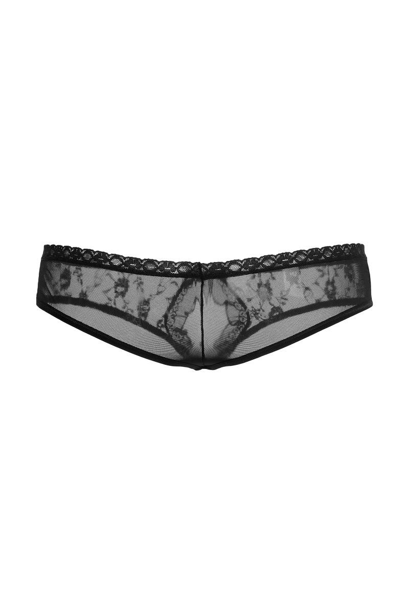 Трусики кружевные открытые SoftLine Collection, черный, S/M в магазине ESEXTOYS