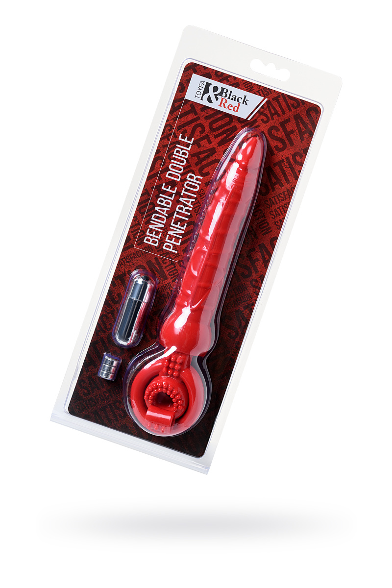 Насадка на пенис Black & Red by TOYFA с вибрацией, силикон, красный, 24 см в магазине ESEXTOYS