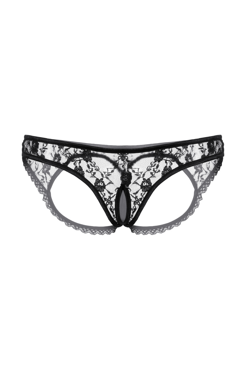 Трусики с открытыми ягодицами и вырезом SoftLine Collection, черный, S/M в магазине ESEXTOYS