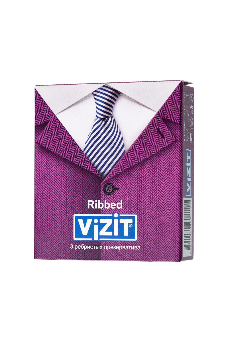Презервативы Vizit, ребристые, латекс, 18 см, 5,2 см, 3 шт. в магазине ESEXTOYS