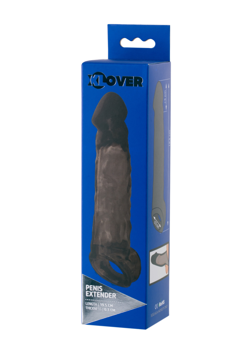Насадка Toyfa XLover, для увеличения размера, TPE, черная, 19.5 см в магазине ESEXTOYS