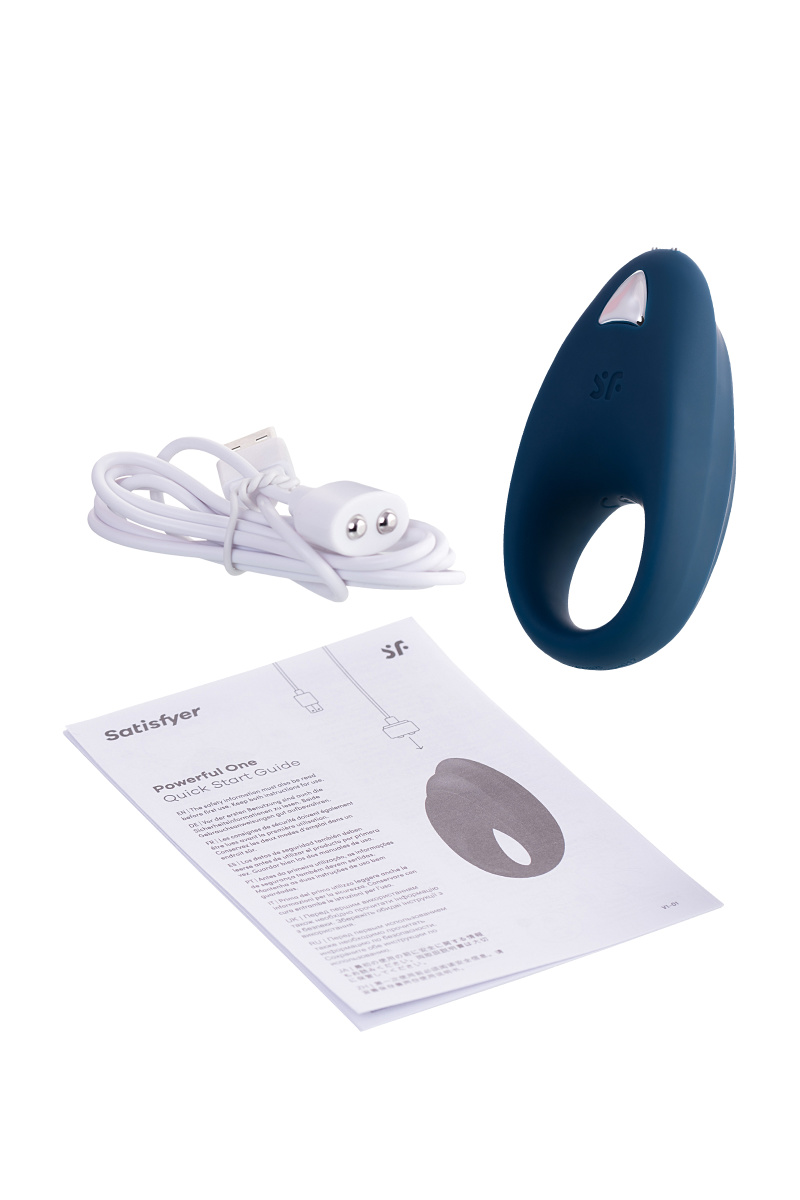 Эрекционное кольцо на пенис Satisfyer Powerful, силикон, синий, 9 см. в магазине ESEXTOYS