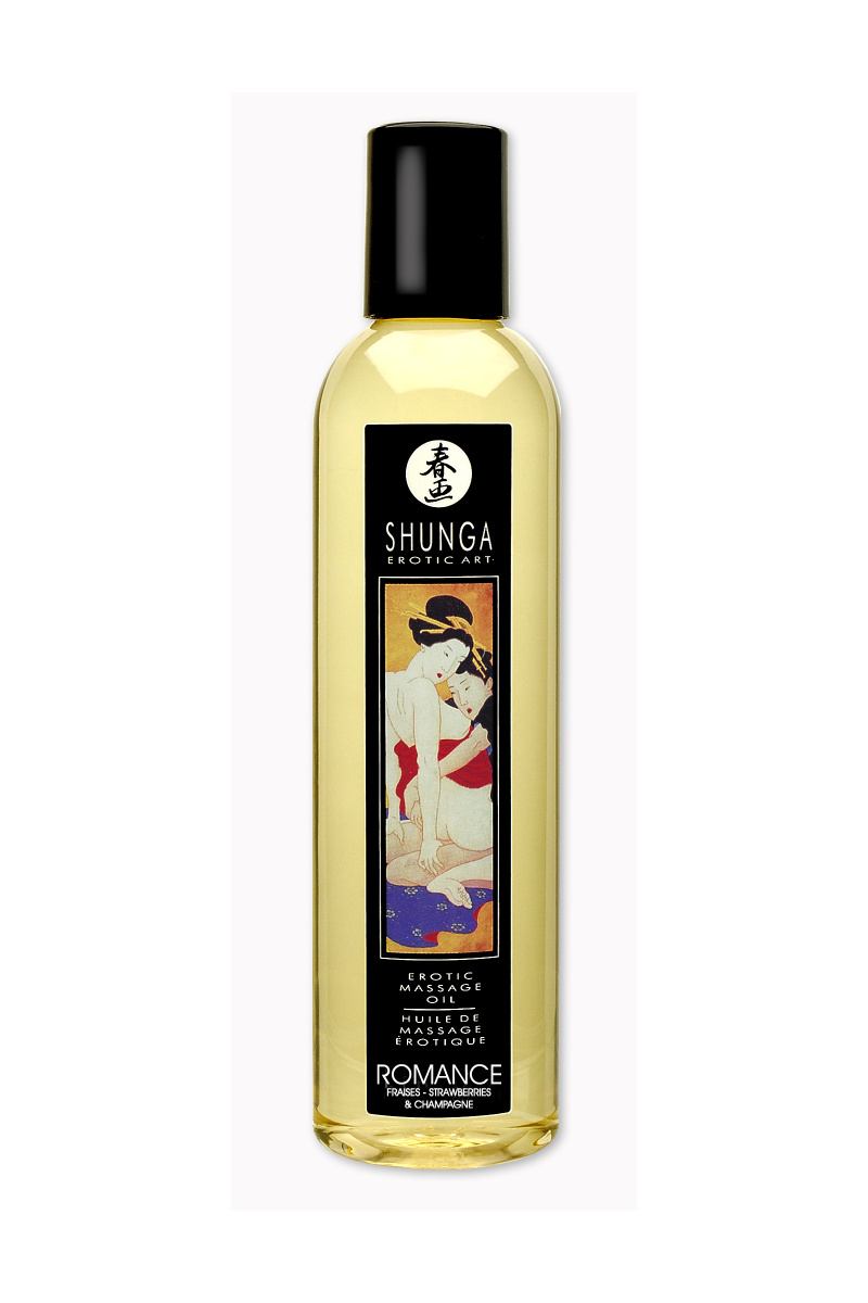 Масло для массажа Shunga Romance, натуральное, возбуждающее, клубника и шампанское, 240 мл в магазине ESEXTOYS