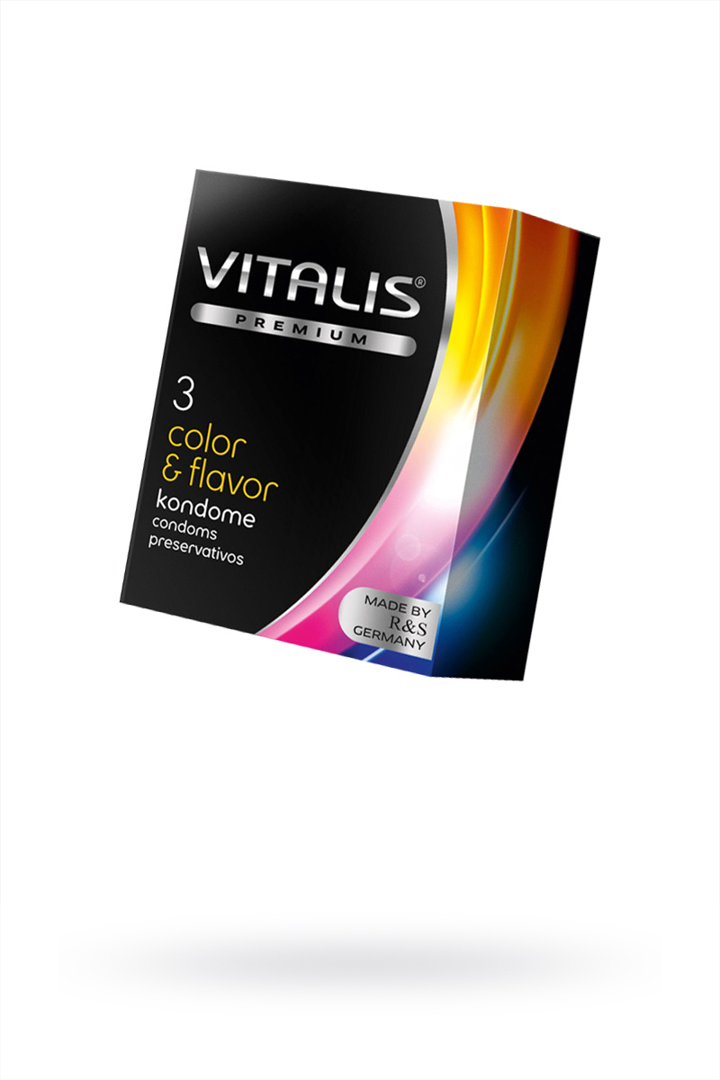 Презервативы Vitalis, premium, цветные, аромат, 18 см, 5,3 см, 3 шт. в магазине ESEXTOYS