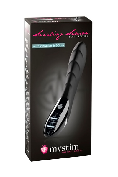 Вибратор Mystim Sizzling Simon  силиконовый  с электростимуляцией черный, 27см в магазине ESEXTOYS