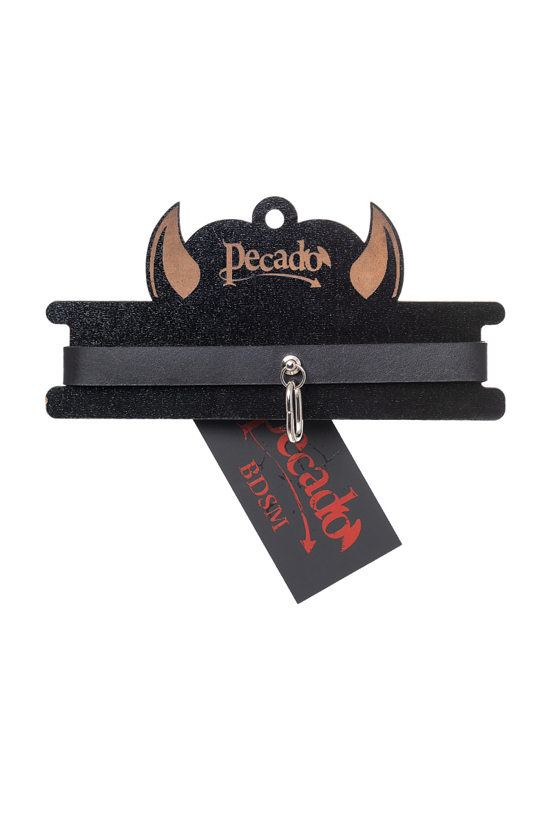 Чокер Pecado BDSM, с овальным кольцом, натуральная кожа, черный в магазине ESEXTOYS