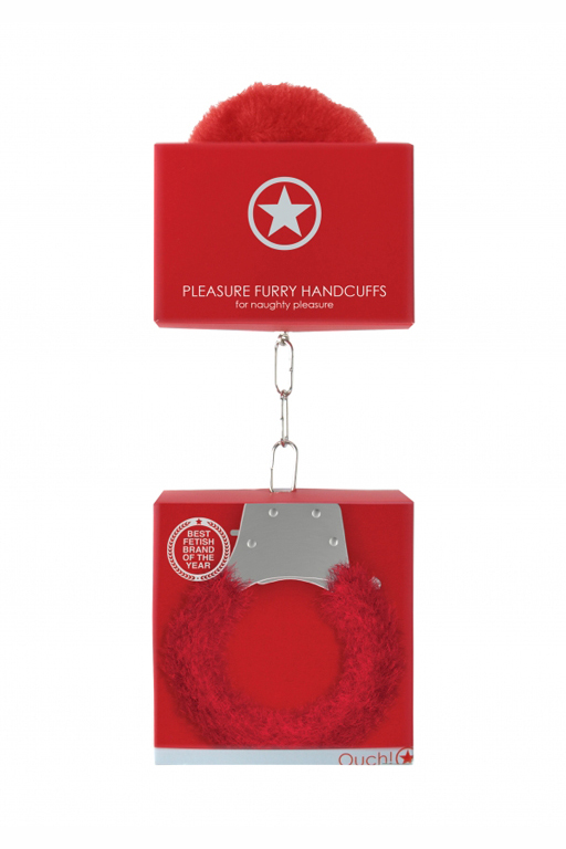 Металлические наручники с меховой обивкой Pleasure Handcuffs Furry в магазине ESEXTOYS