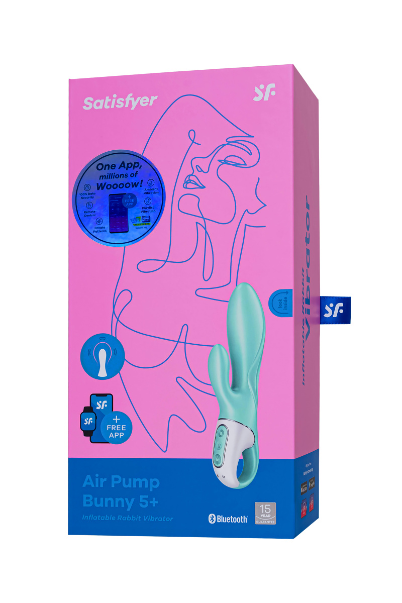 Нереалистичный вибратор Satisfyer Air Pump Bunny 5, силикон, зеленый, 15 см. в магазине ESEXTOYS