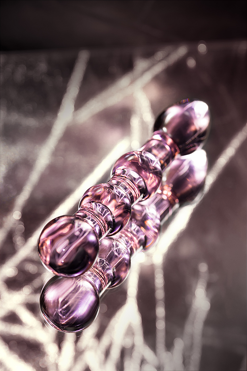Двусторонний фаллоимитатор Sexus Glass, стекло, розовый, 18 см в магазине ESEXTOYS