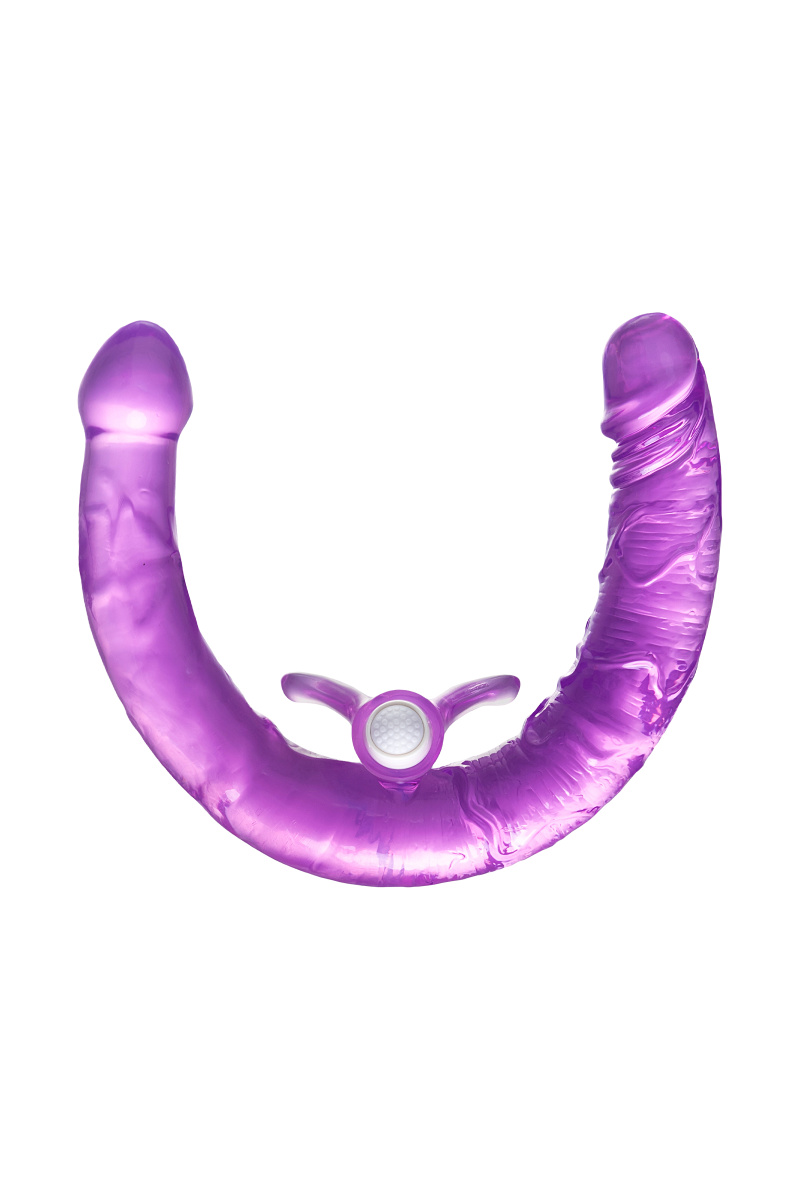 Фаллоимитатор двусторонний с вибропулей TOYFA Double Dildo with Vibro Bullet, TPR, фиолетовый, 35 см в магазине ESEXTOYS