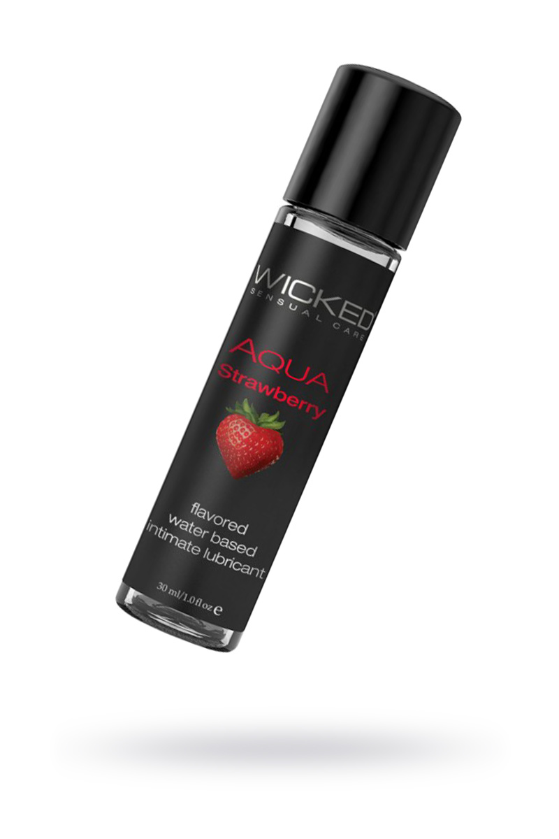 Лубрикант WICKED AQUA Strawberry, со вкусом сочной клубники, 30 мл в магазине ESEXTOYS