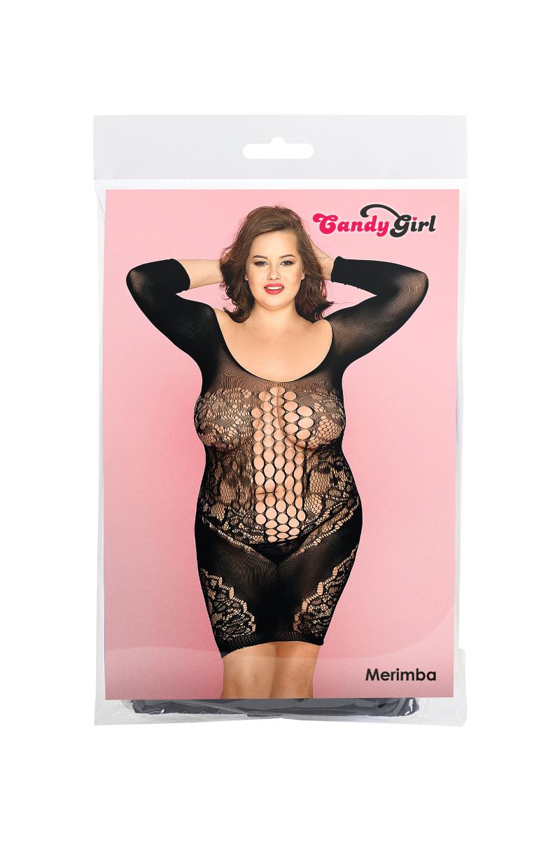 Платье-сетка и стринги Candy Girl Merimba черные, 2XL в магазине ESEXTOYS