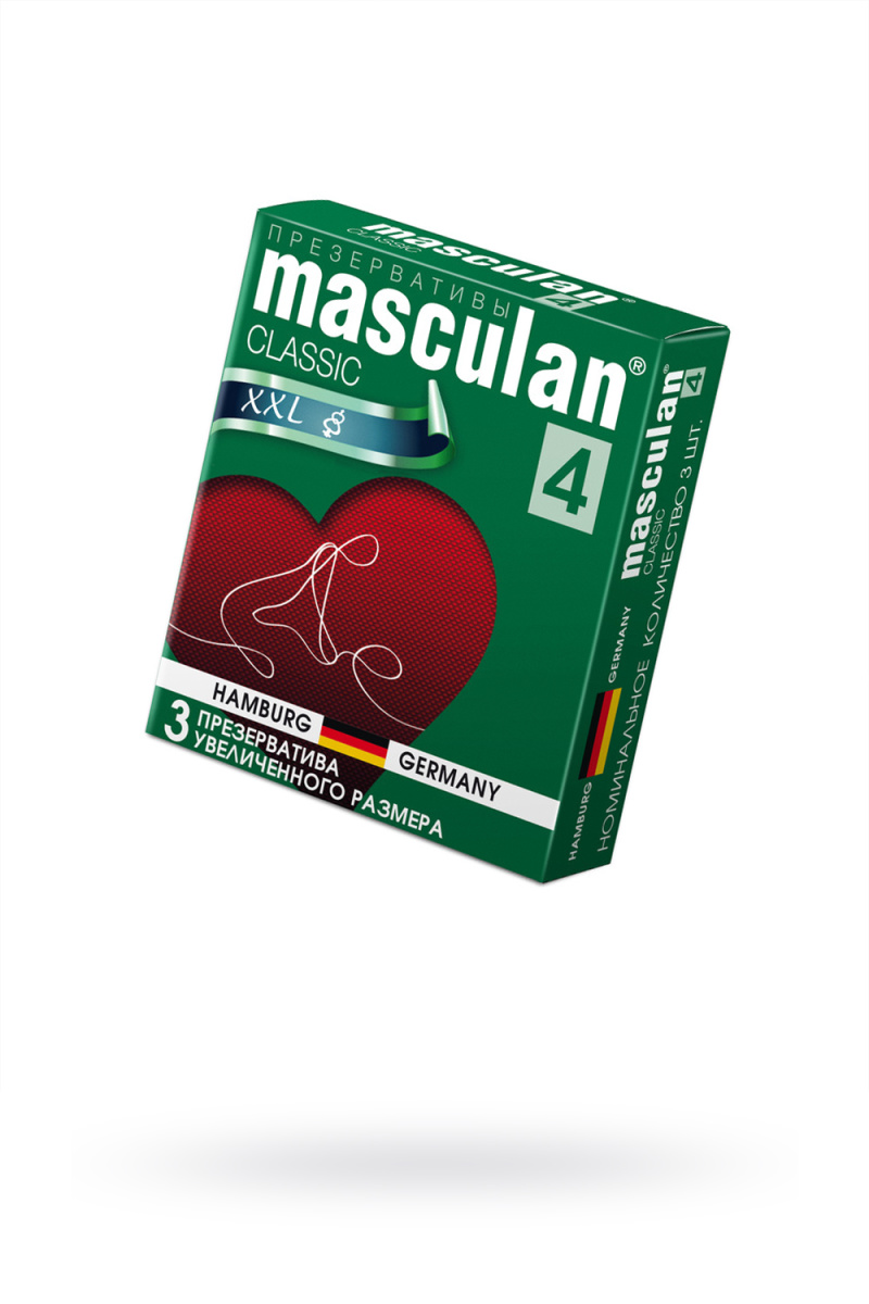 Презервативы Masculan, сlassic 4, XXL, латекс, увеличенного размера, розовый, 20 см, 5,5 см, 3 шт. в магазине ESEXTOYS