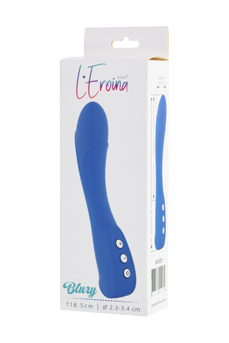 Нереалистичный вибратор L'EROINA by TOYFA Blury, силикон, синий, 18,5 см, Ø 3,4 в магазине ESEXTOYS