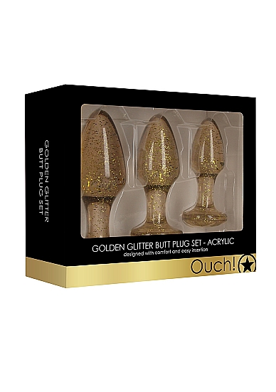 Набор акриловых анальных пробок Acrylic Goldchip Butt Plug Set в магазине ESEXTOYS