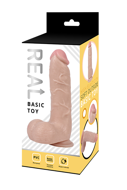Реалистичный фаллоимитатор REAL с мошонкой на присоске, PVC, 17x4,5 см. в магазине ESEXTOYS