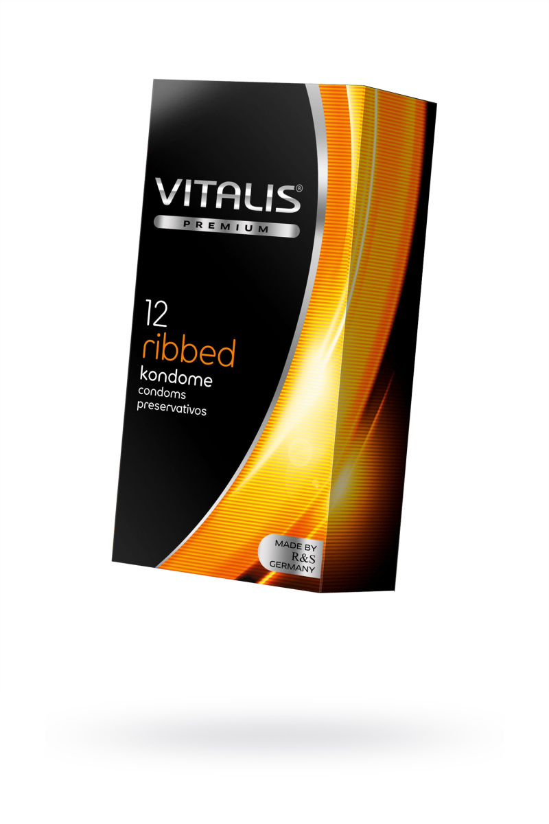 Презервативы Vitalis, premium, ribbed, ребристые, 18 см, 5,2 см, 12 шт. в магазине ESEXTOYS