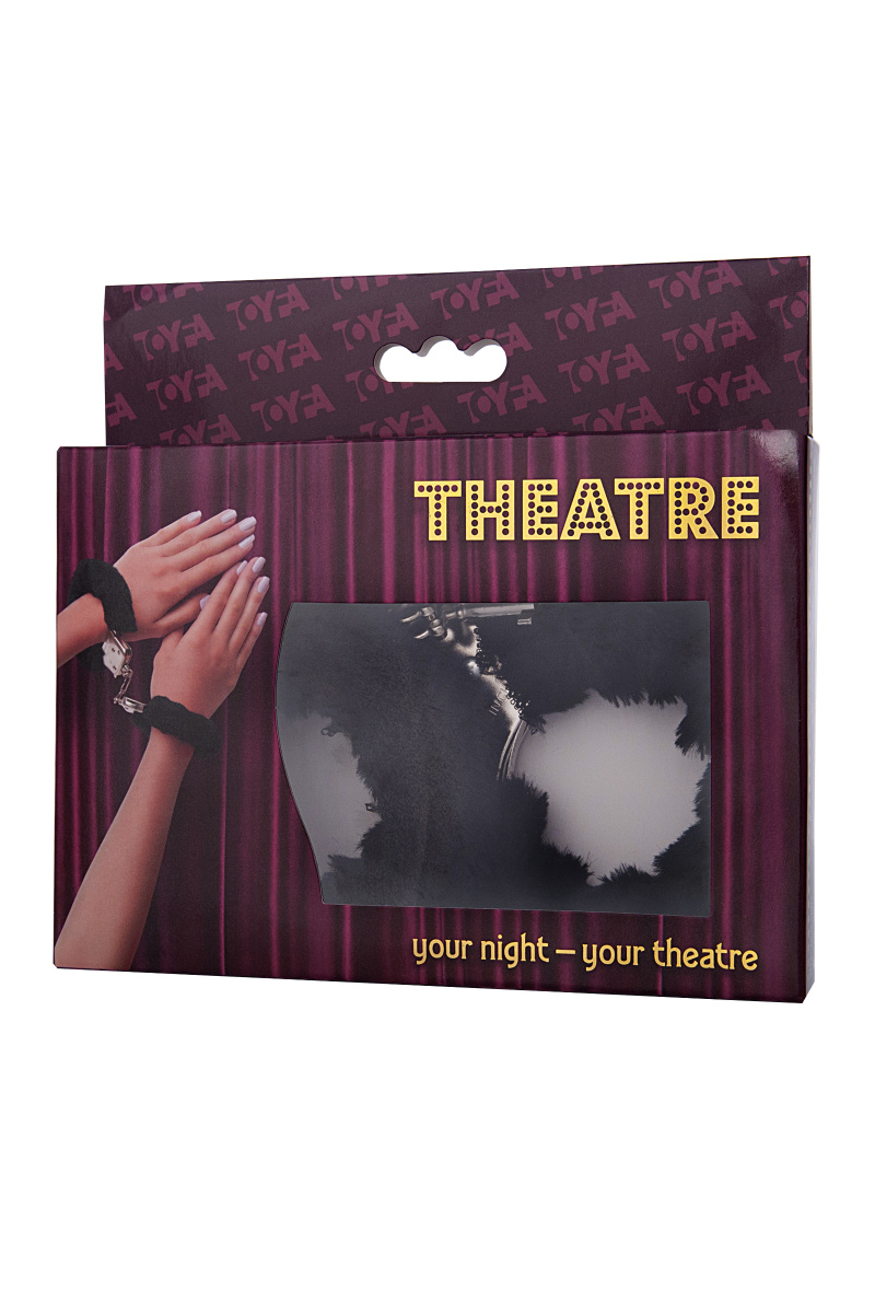 Наручники TOYFA Theatre, меховые, черные, 28 см. в магазине ESEXTOYS