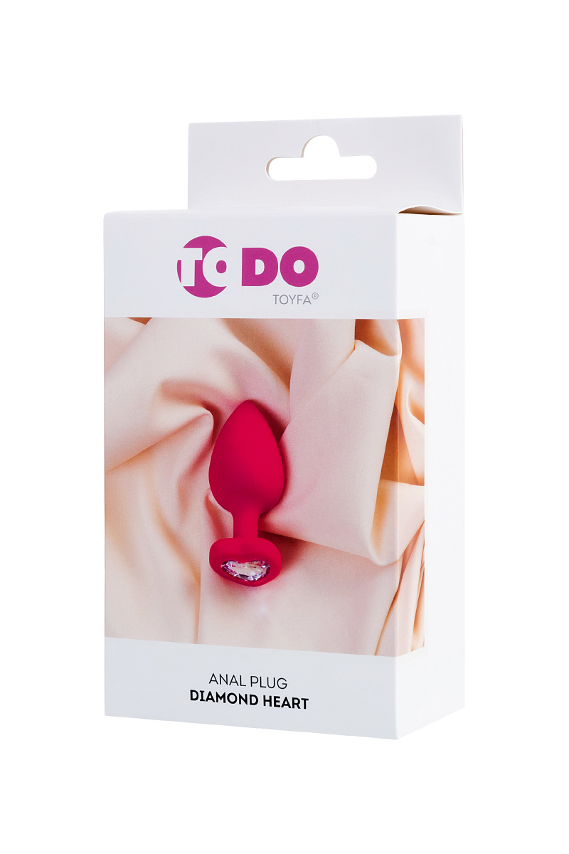 Анальная втулка ToDo by Toyfa Diamond Heart, силикон, розовая, 9,5 см, Ø 4 см в магазине ESEXTOYS