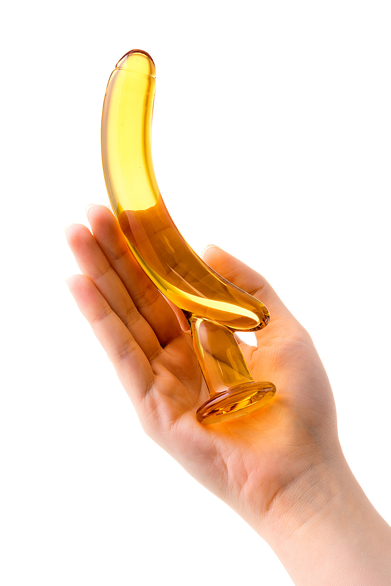 Нереалистичный фаллоимитатор Sexus Glass, стекло, желтый, 17,5 см в магазине ESEXTOYS