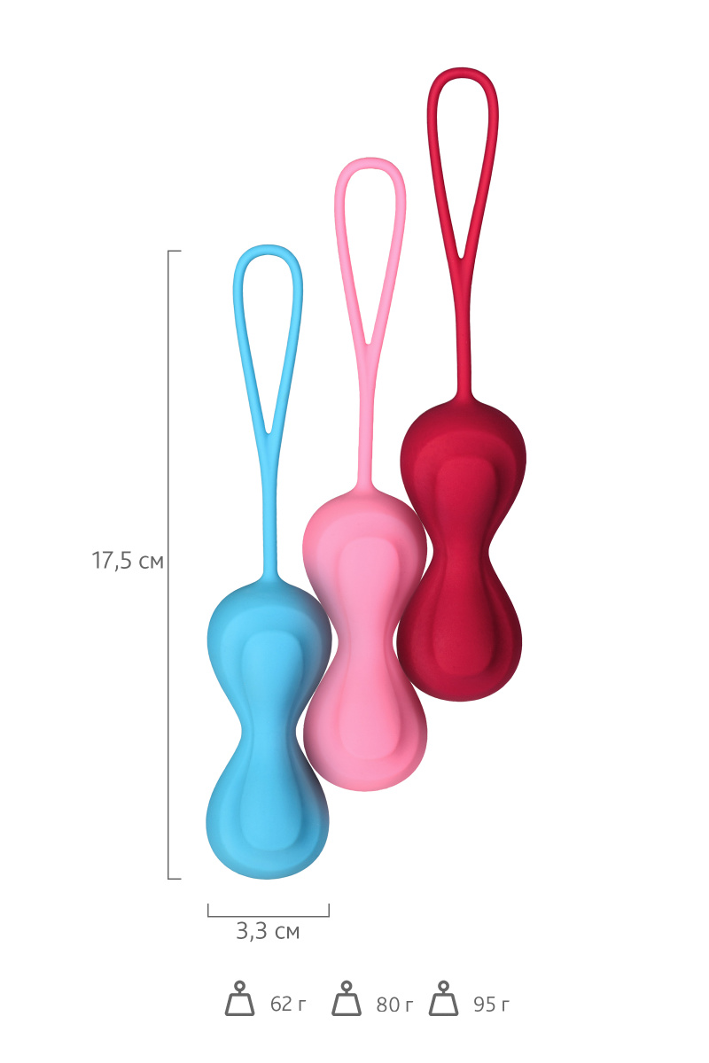 Набор вагинальных шариков Satisfyer Balls C02 Double, силикон, ассорти, Ø 3,2 см. в магазине ESEXTOYS