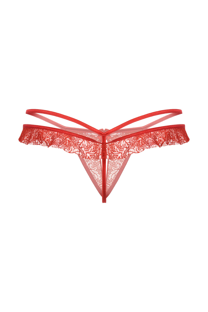Стринги открытые с оборками SoftLine Collection, красный, M/L в магазине ESEXTOYS