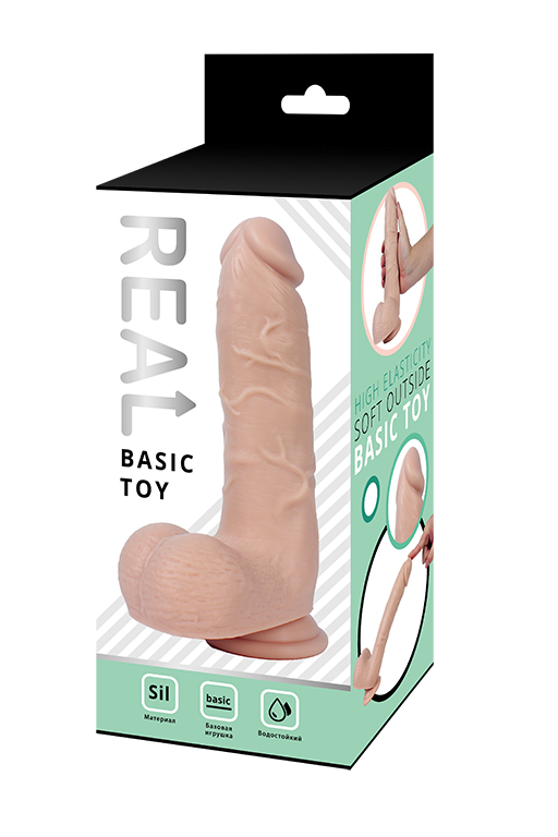 Реалистичный фаллоимитатор REAL с мошонкой на присоске, silicone, 17x4,5 см. в магазине ESEXTOYS