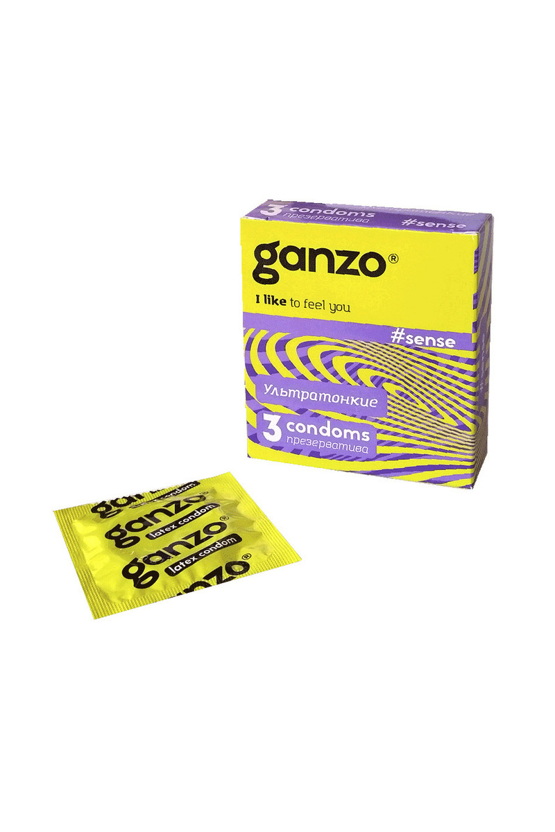 Презервативы Ganzo, sense, ультратонкие, латекс, 18 см, 5,2 см, 3 шт. в магазине ESEXTOYS