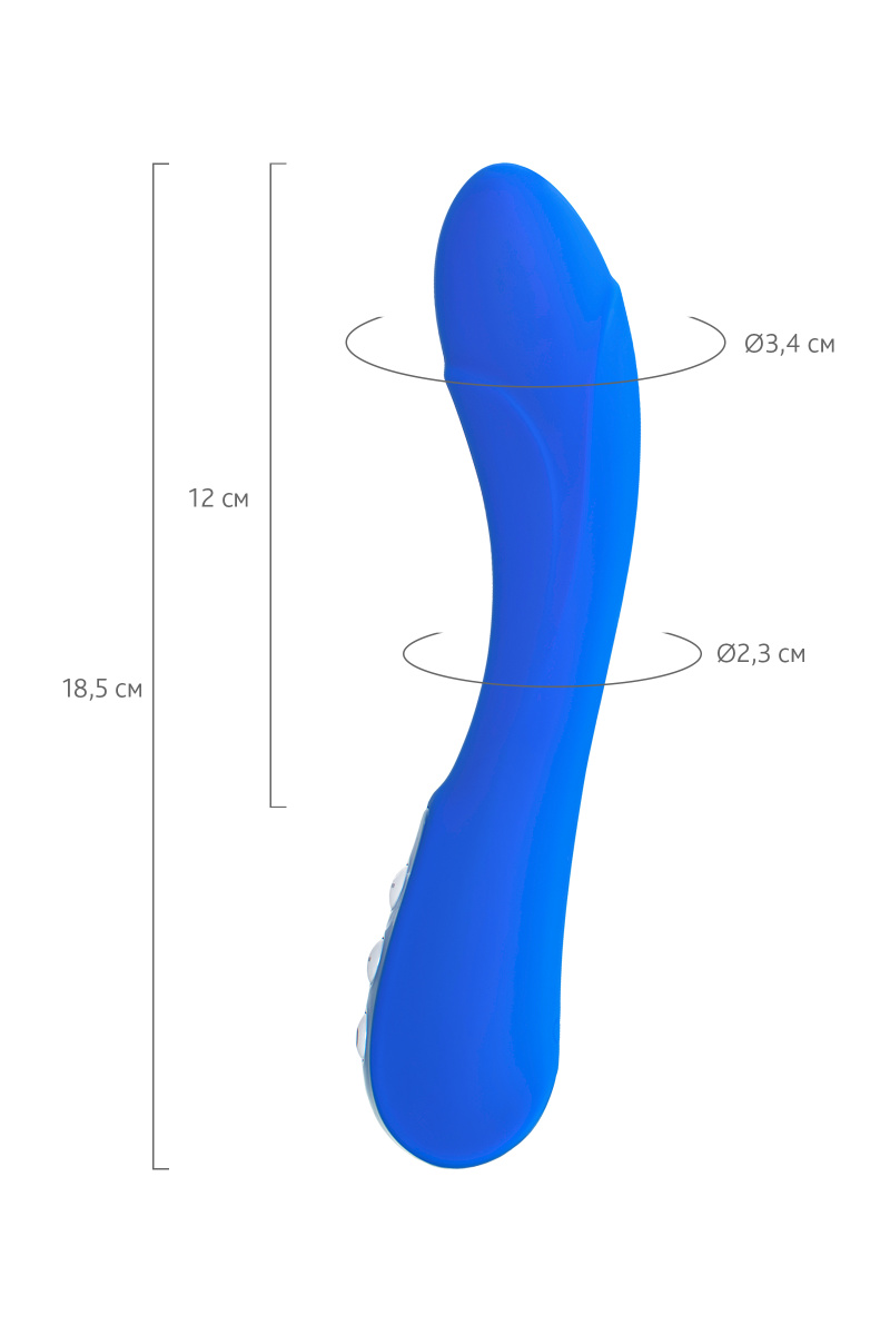 Нереалистичный вибратор L'EROINA by TOYFA Blury, силикон, синий, 18,5 см, Ø 3,4 в магазине ESEXTOYS