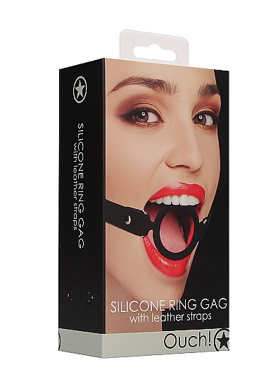 Кляп-кольцо с кожанными ремешками  Silicone Ring Gag - with Leather Straps в магазине ESEXTOYS