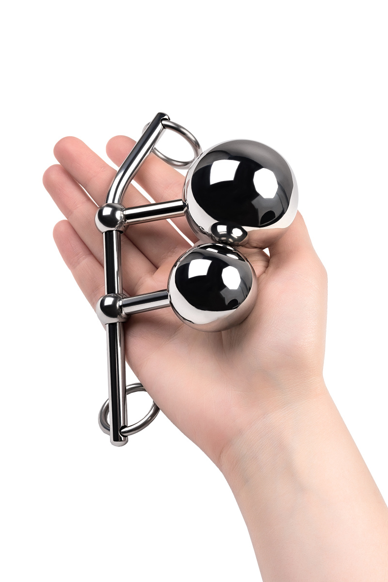 Стринги TOYFA Metal с двумя шарами, серебряные в магазине ESEXTOYS