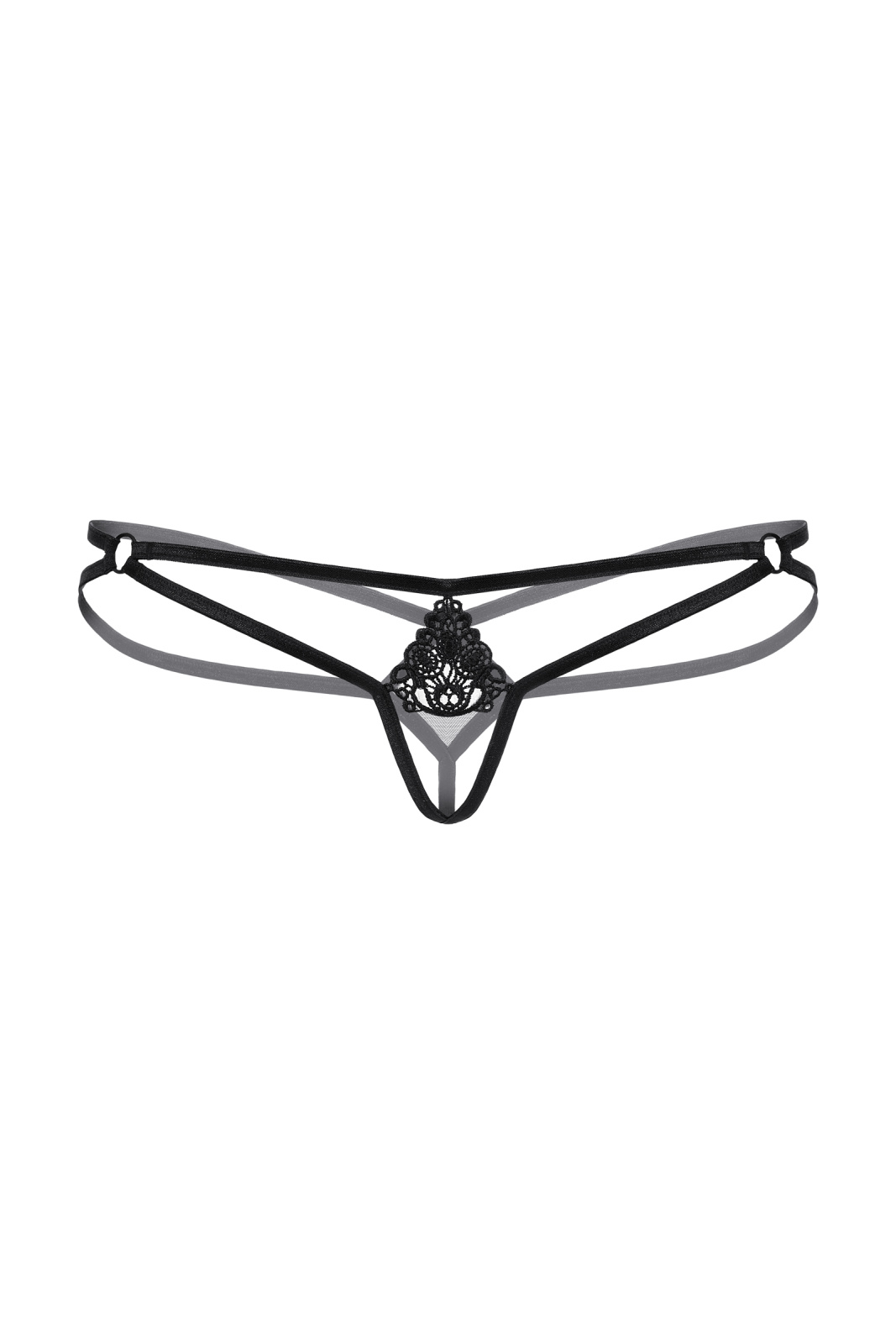 Стринги с кружевной вставкой SoftLine Collection, черный, S/L в магазине ESEXTOYS