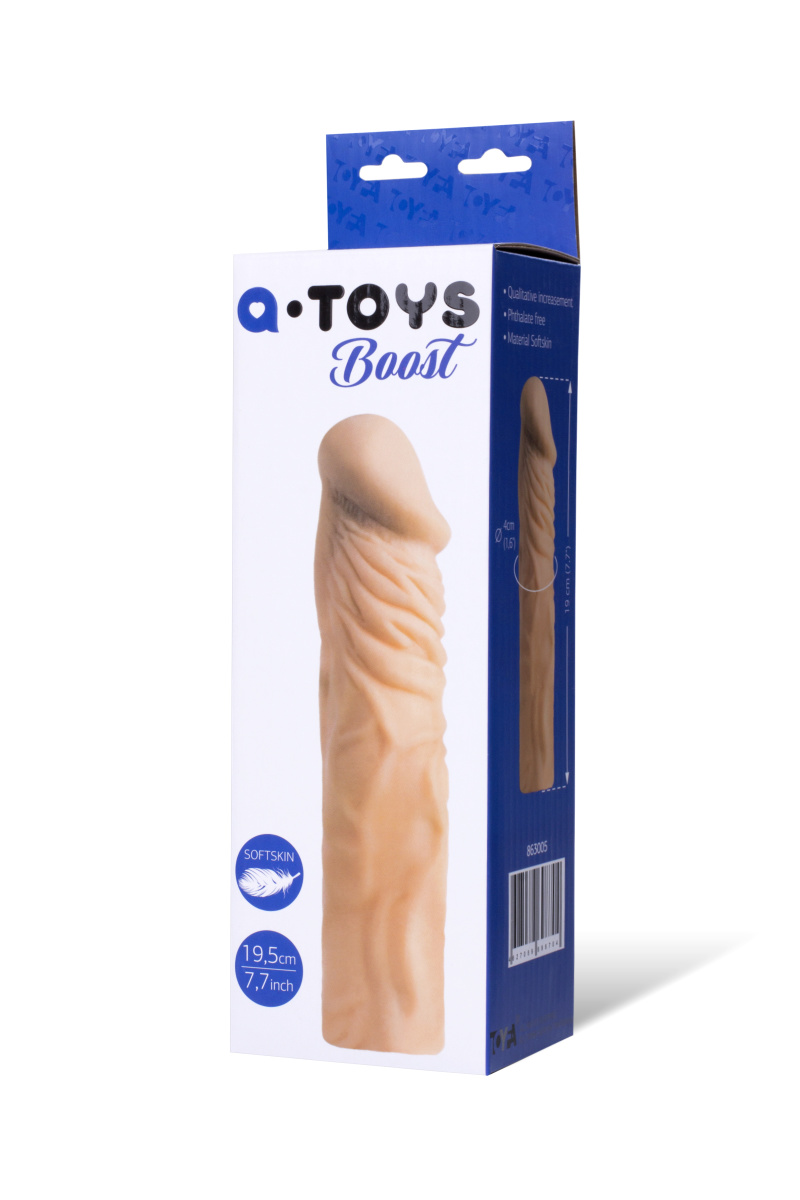 Насадка на пенис TOYFA A-Toys, SoftSkin, телесный, 19,5 см в магазине ESEXTOYS