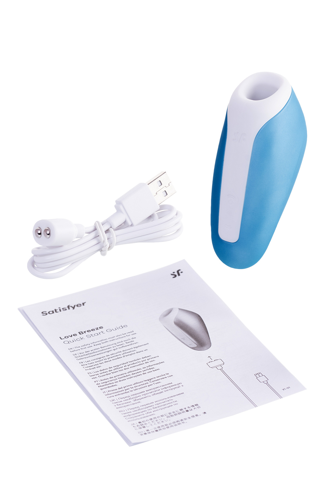 Вакуум-волновой бесконтактный стимулятор клитора Satisfyer Love Breeze, силикон, голубой, 9,5 см. в магазине ESEXTOYS