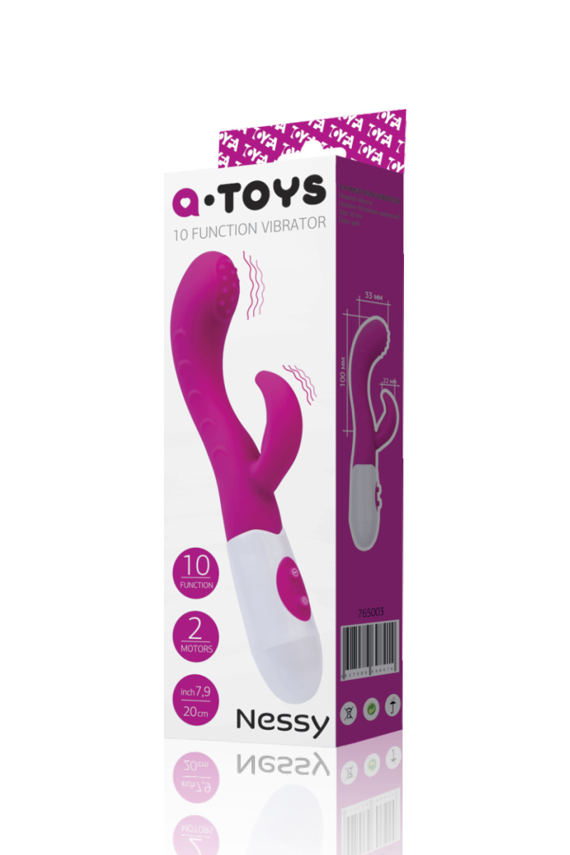 Вибратор с клиторальным стимулятором TOYFA A-Toys Nessy, силикон, розовый, 20 см в магазине ESEXTOYS