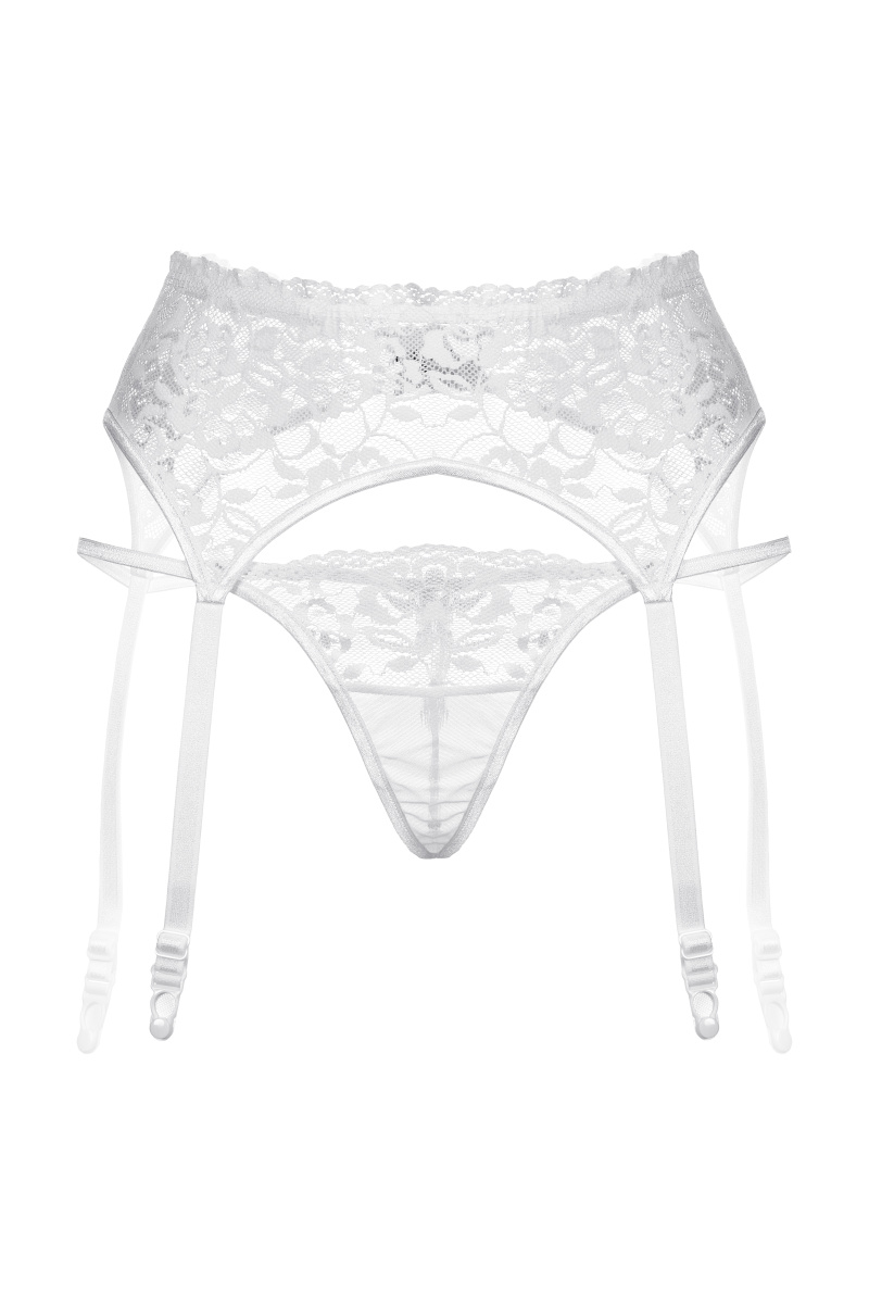 Пояс для чулок и стринги SoftLine Collection кружевные, белый, S/M в магазине ESEXTOYS