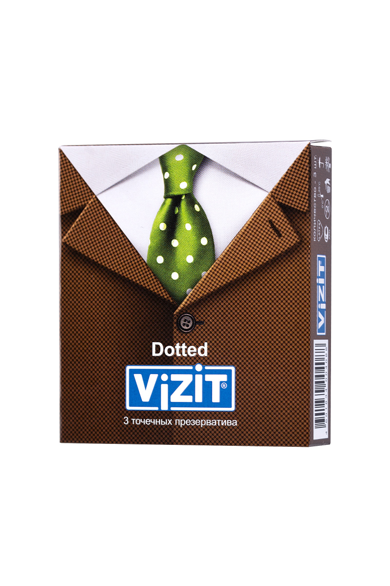 Презервативы Vizit, точечные, латекс, 18 см, 5,2 см, 3 шт. в магазине ESEXTOYS