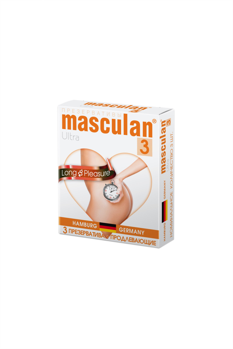 Презервативы Masculan, ultra 3, продлевающие, 19 см, 5,3 см, 3 шт. в магазине ESEXTOYS