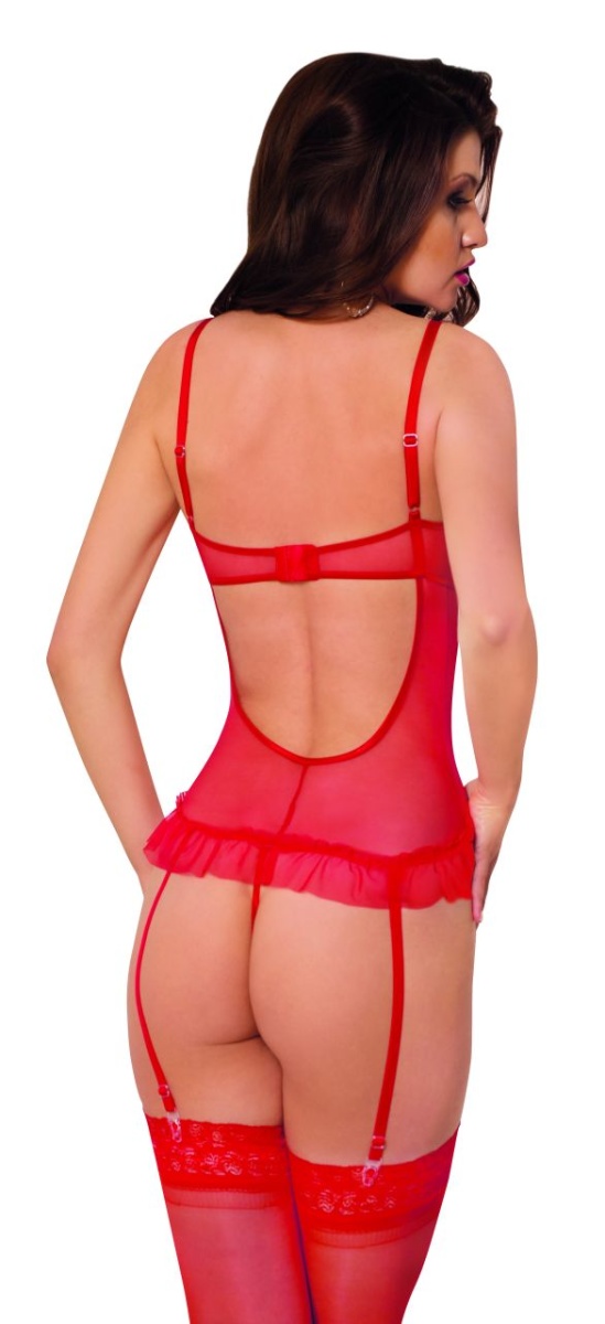 Корсет с пажами и стринги SoftLine Collection Daria, красный, M в магазине ESEXTOYS