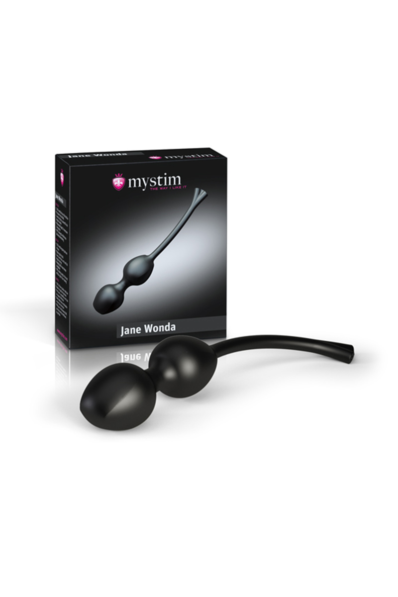 Вагинальные шарики Mystim Jane Wonda Geisha Balls duo, электростимуляция, силикон, черные, Ø 3,5 см в магазине ESEXTOYS