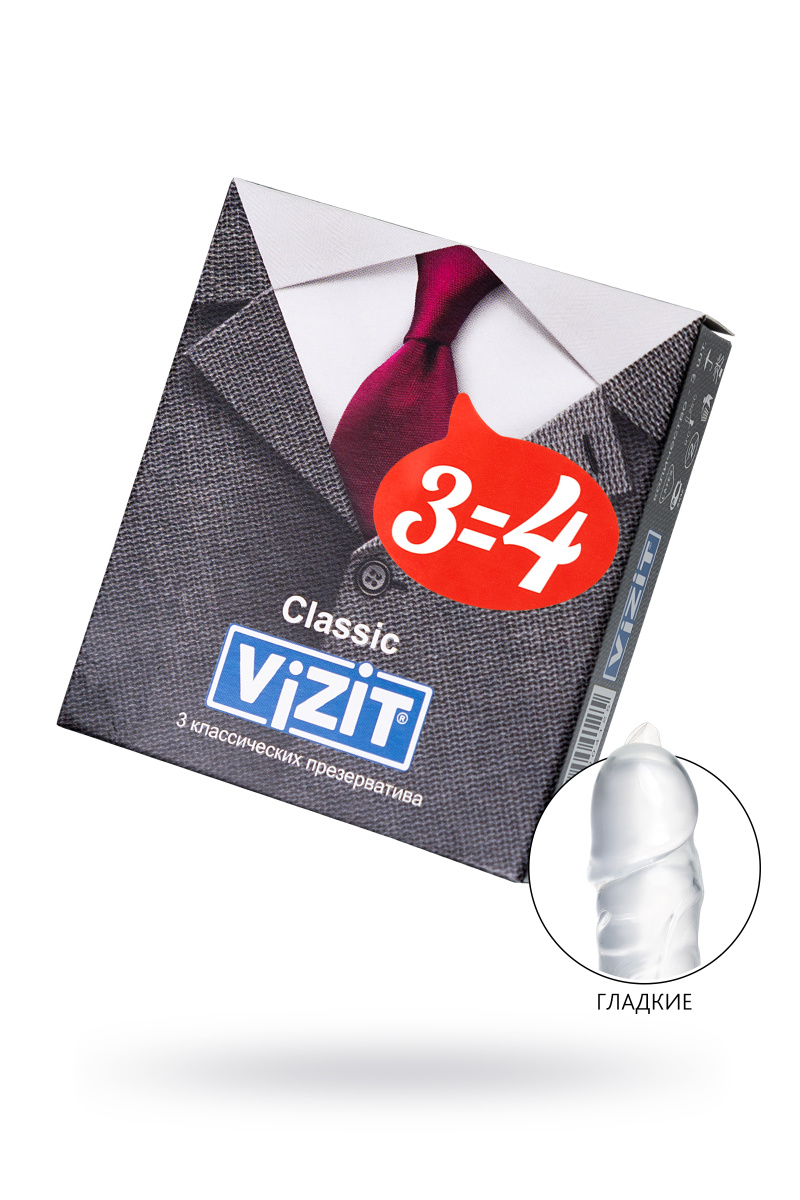 Презервативы Vizit, классические, латекс, 18 см, 5,2 см, 3 шт. в магазине ESEXTOYS