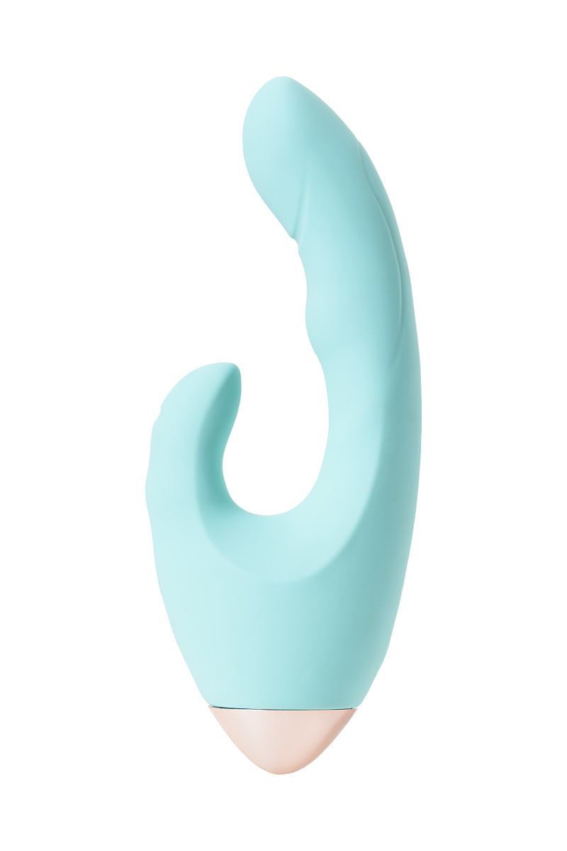 Вибратор с клиторальным стимулятором L'EROINA by TOYFA Crystal, силикон, голубой, 18,3 см в магазине ESEXTOYS