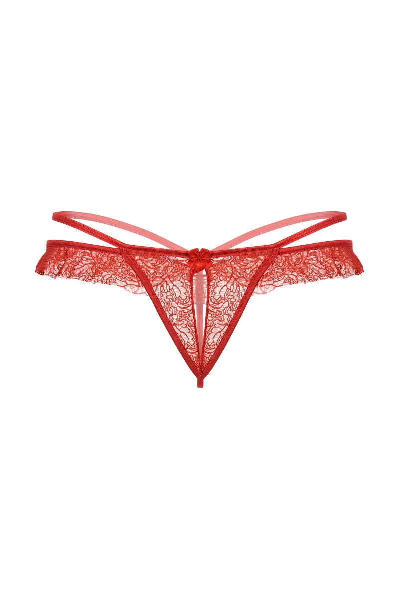 Стринги открытые с оборками SoftLine Collection, красный, M/L в магазине ESEXTOYS