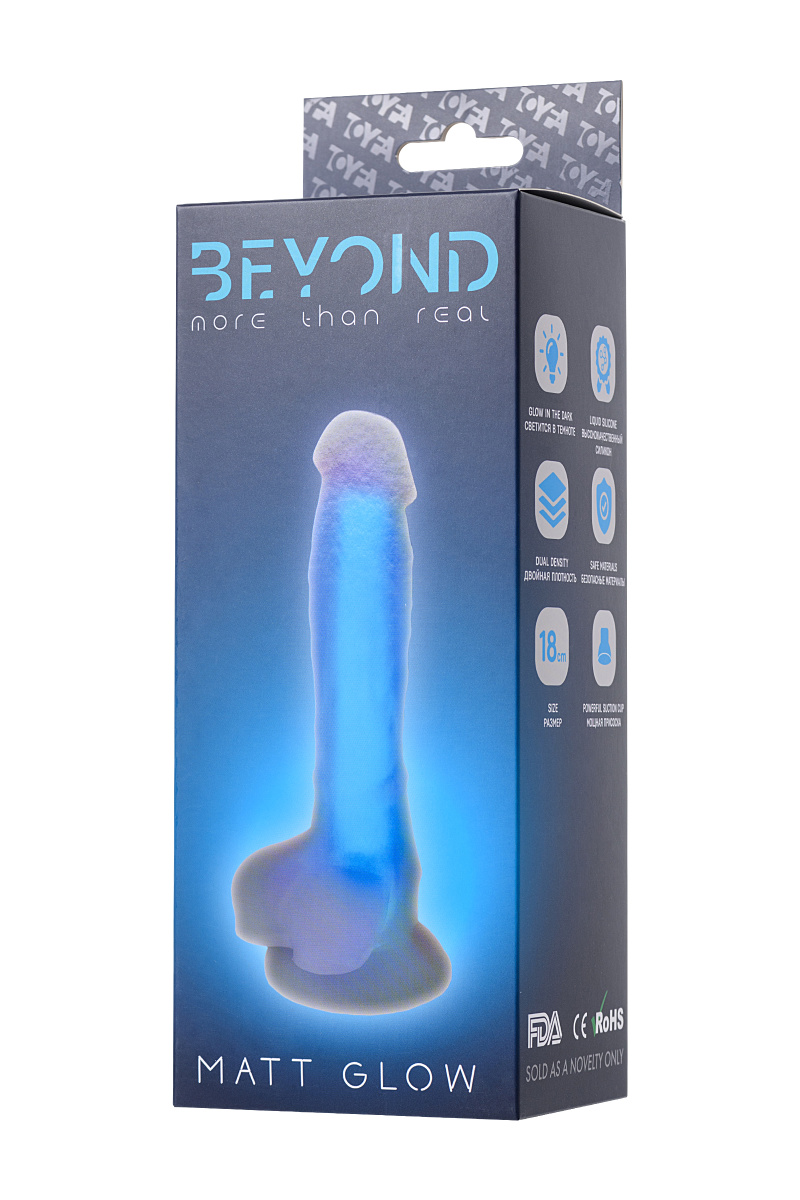 Фаллоимитатор, светящийся в темноте, Beyond by Toyfa Matt Glow, силикон, прозрачный, 18 см в магазине ESEXTOYS