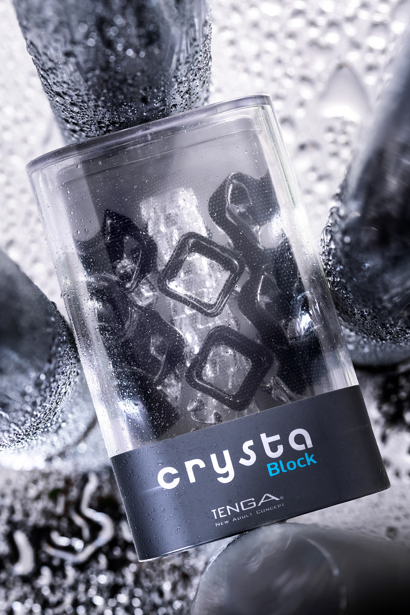 Нереалистичный мастурбатор TENGA Crysta Block, TPE, прозрачный, 15,5 см в магазине ESEXTOYS