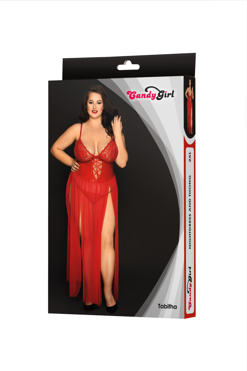 Комбинация и стринги Candy Girl Tabitha, красные, 2XL в магазине ESEXTOYS