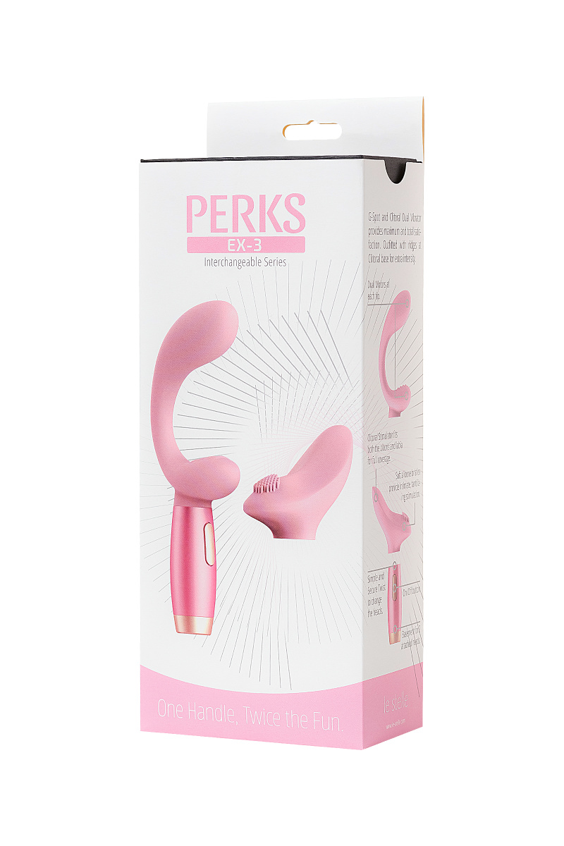 Нереалистичный вибратор Le Stelle PERKS SERIES EX-3, силикон, розовый, 18 см в магазине ESEXTOYS