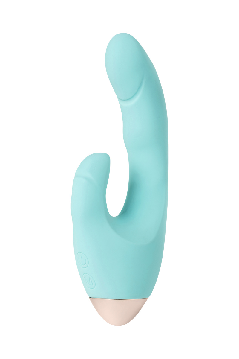 Вибратор с клиторальным стимулятором L'EROINA by TOYFA Crystal, силикон, голубой, 18,3 см в магазине ESEXTOYS