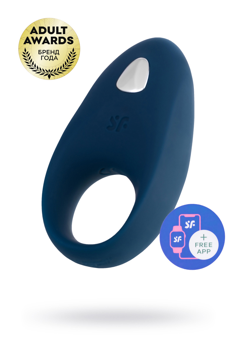 Эрекционное кольцо на пенис Satisfyer Mighty, силикон, синий, 9 см. в магазине ESEXTOYS
